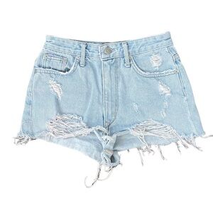 Lovers + Friends Distressed Missing Pocket High-Rise Cut-Off Denim Shorts